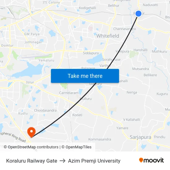Koraluru Railway Gate to Azim Premji University map