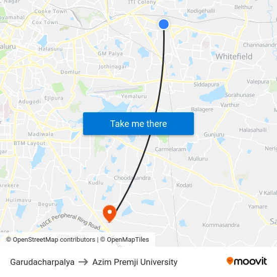 Garudacharpalya to Azim Premji University map
