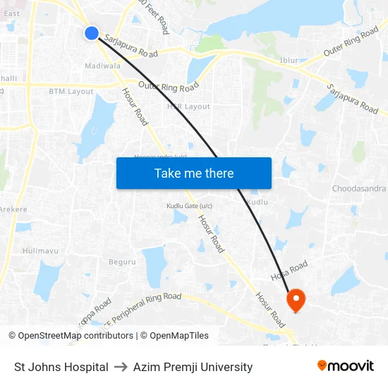 St Johns Hospital to Azim Premji University map