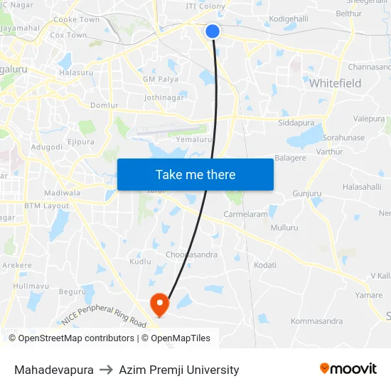Mahadevapura to Azim Premji University map