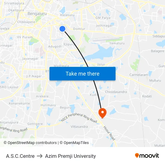 A.S.C.Centre to Azim Premji University map