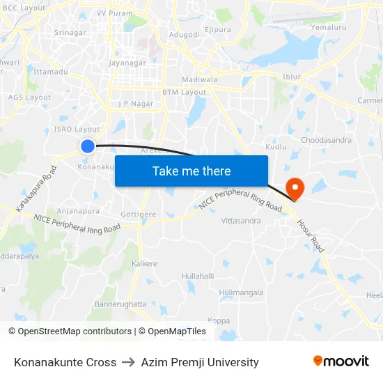 Konanakunte Cross to Azim Premji University map