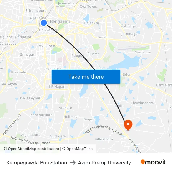 Kempegowda Bus Station to Azim Premji University map