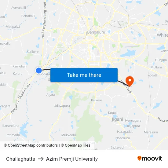 Challaghatta to Azim Premji University map