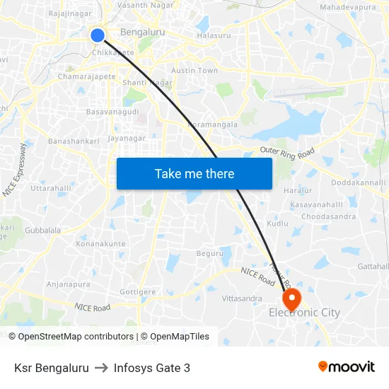 Ksr Bengaluru to Infosys Gate 3 map