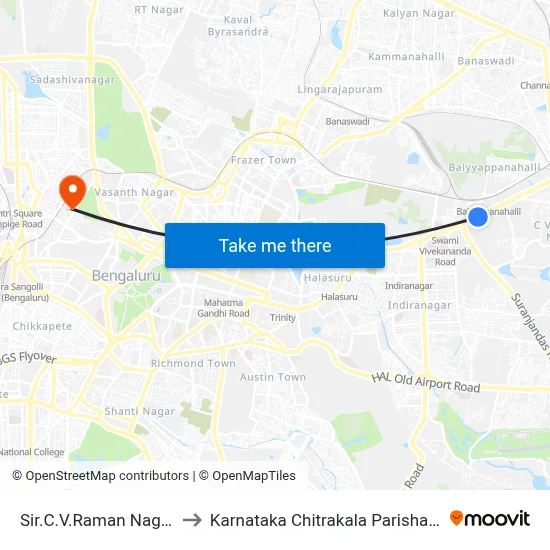 Sir.C.V.Raman Nagar to Karnataka Chitrakala Parishath map