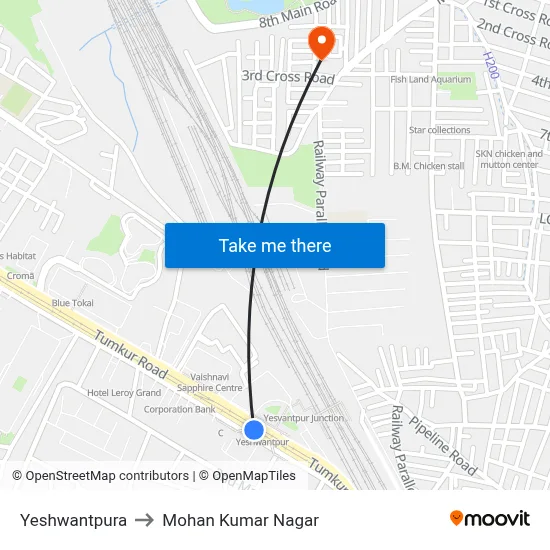 Yeshwantpura to Mohan Kumar Nagar map