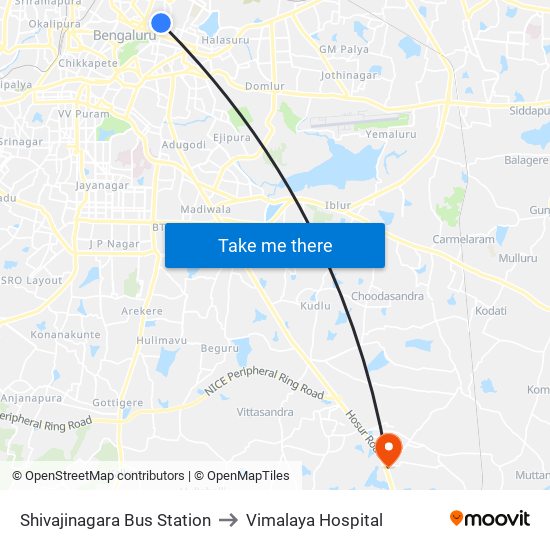 Shivajinagara Bus Station to Vimalaya Hospital map