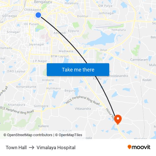 Town Hall to Vimalaya Hospital map