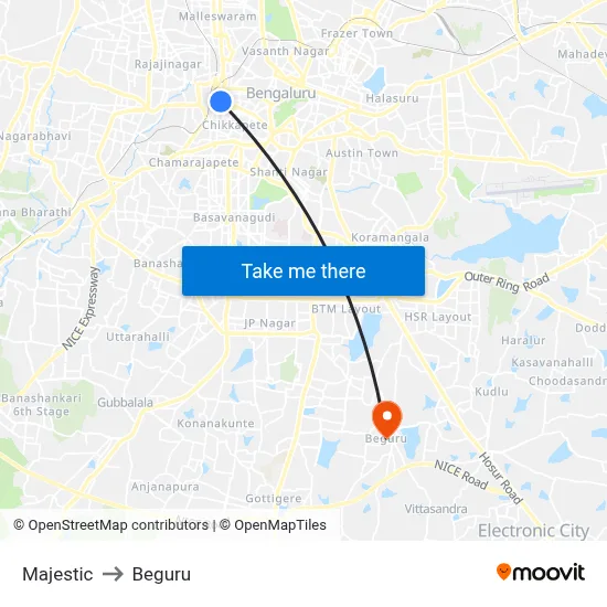 Majestic to Beguru map
