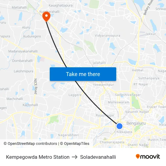 Kempegowda Metro Station to Soladevanahalli map