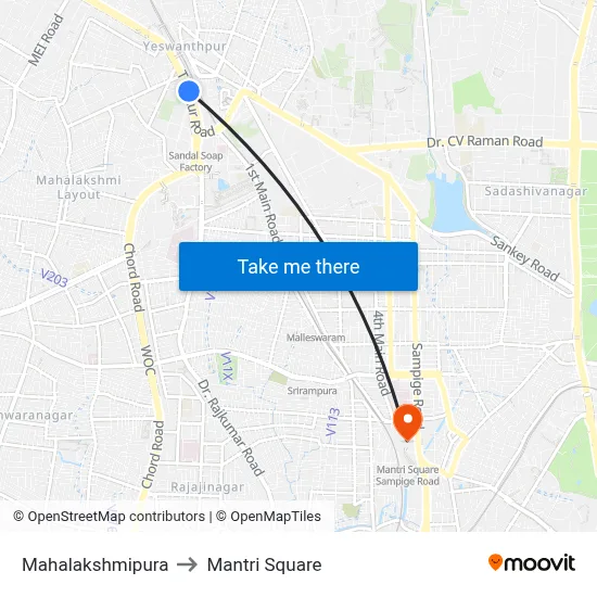 Mahalakshmipura to Mantri Square map