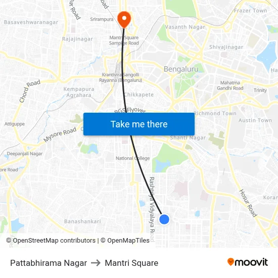 Pattabhirama Nagar to Mantri Square map
