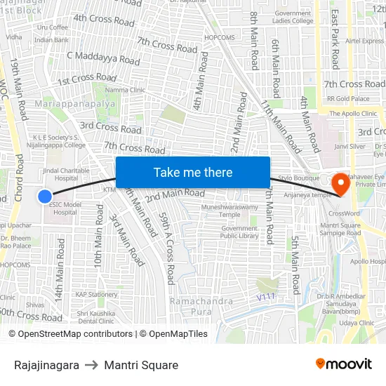 Rajajinagara to Mantri Square map