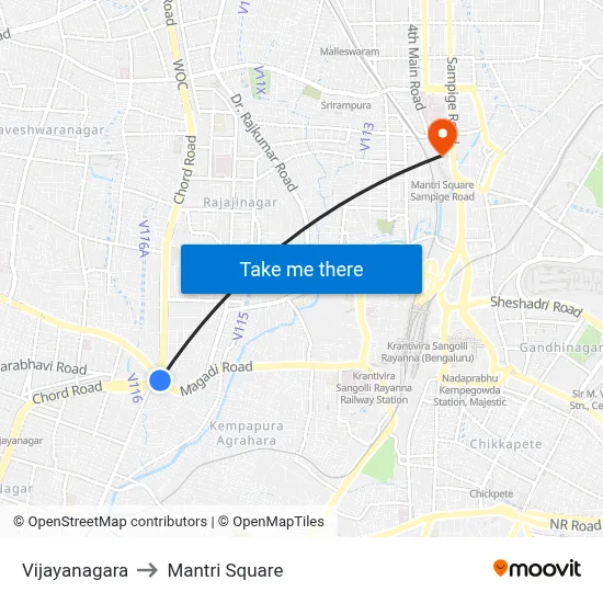 Vijayanagara to Mantri Square map