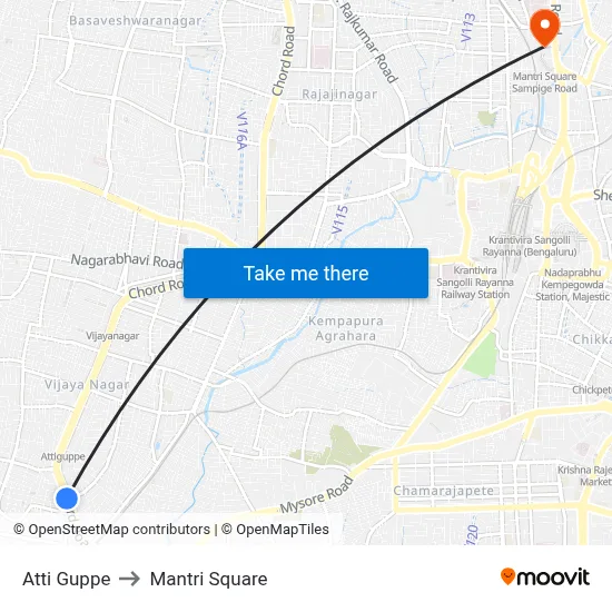 अट्टि गुप्पे to मंत्री स्क्वायर map
