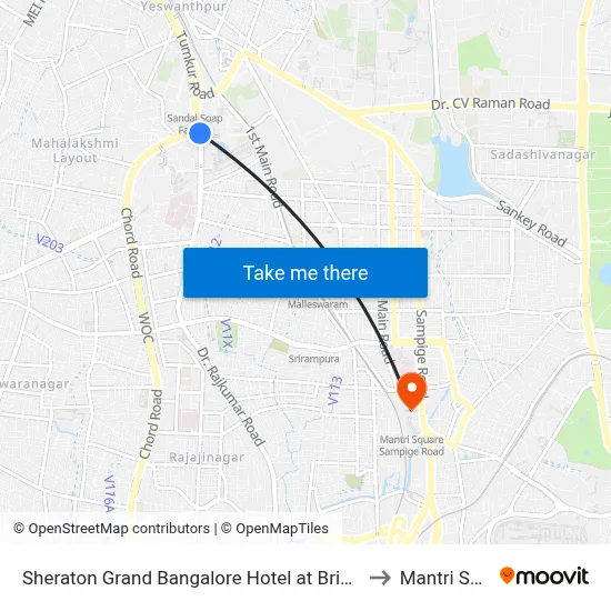 Sheraton Grand Bangalore Hotel at Brigade Gateway to Mantri Square map