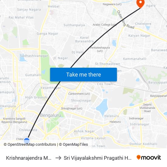 Krishnarajendra Market to Sri Vijayalakshmi Pragathi Hospital map