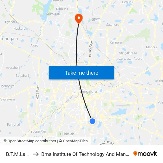 B.T.M.Layout to Bms Institute Of Technology And Management map
