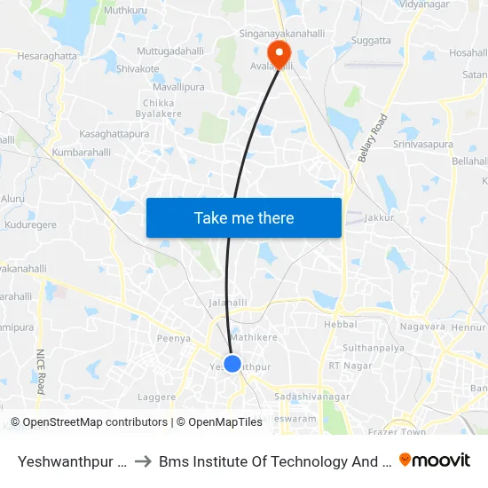 Yeshwanthpur Station to Bms Institute Of Technology And Management map