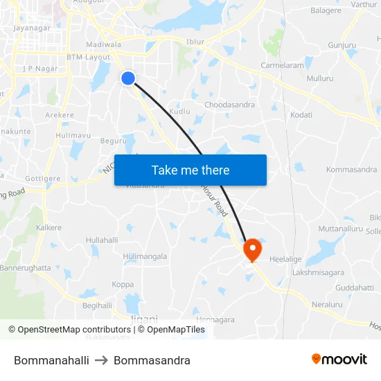 Bommanahalli to Bommasandra map