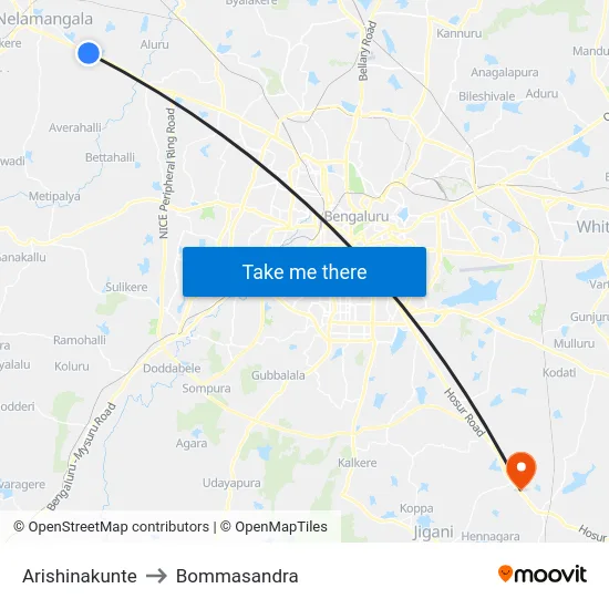 Arishinakunte to Bommasandra map