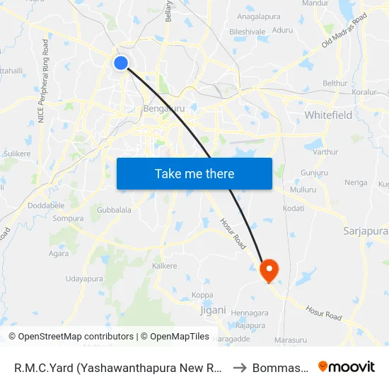 R.M.C.Yard (Yashawanthapura New Railway Station) to Bommasandra map