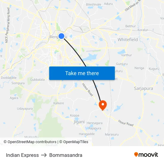 Indian Express to Bommasandra map