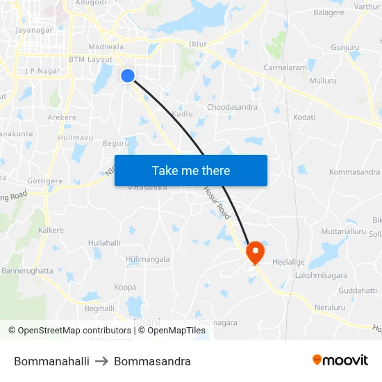 Bommanahalli to Bommasandra map