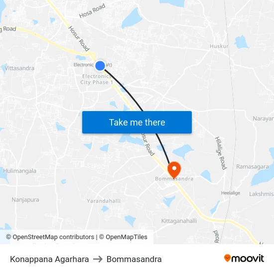 Konappana Agarhara to Bommasandra map