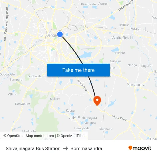 Shivajinagara Bus Station to Bommasandra map
