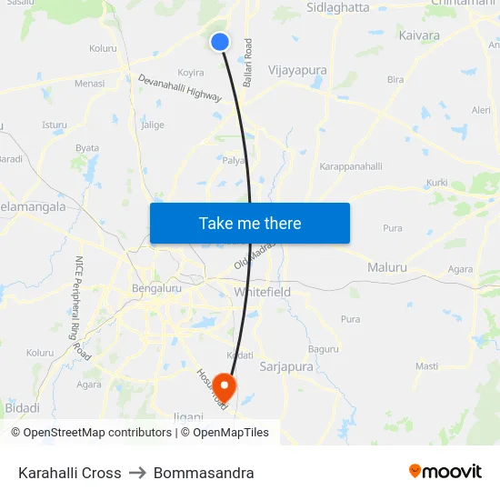 Karahalli Cross to Bommasandra map