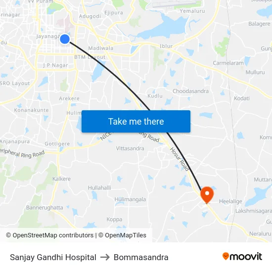 Sanjay Gandhi Hospital to Bommasandra map