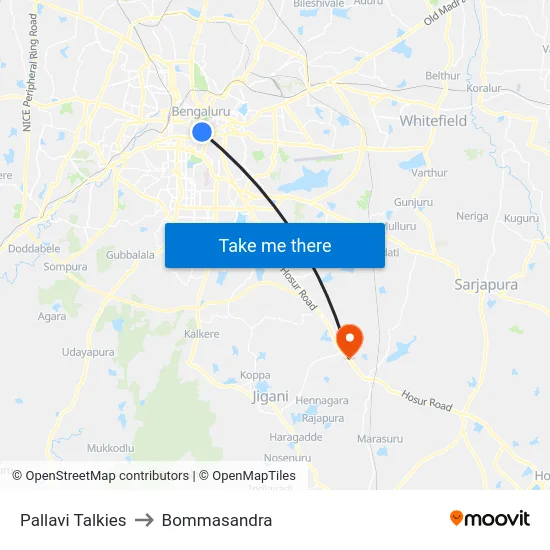 Pallavi Talkies to Bommasandra map