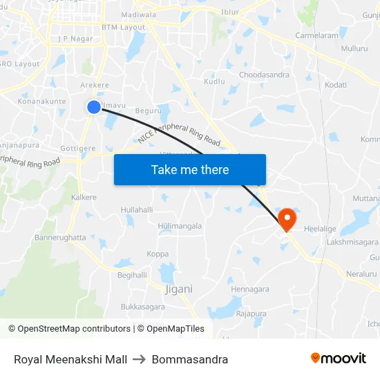 Royal Meenakshi Mall to Bommasandra map