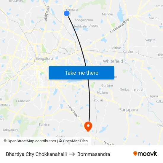Bhartiya City Chokkanahalli to Bommasandra map