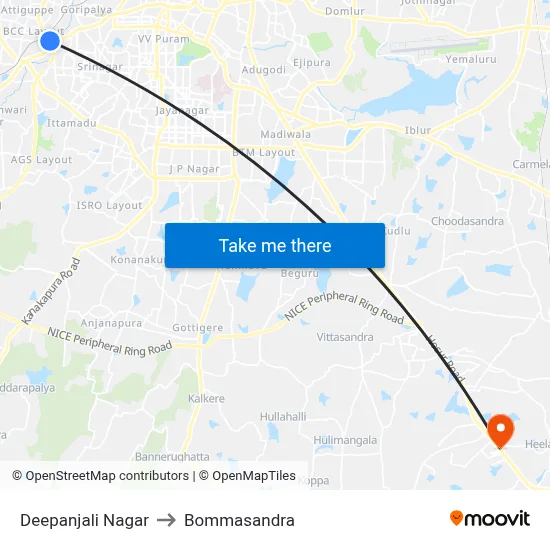 Deepanjali Nagar to Bommasandra map