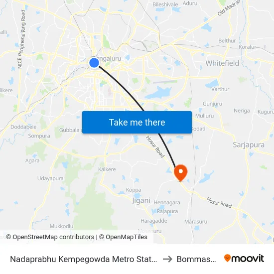 Nadaprabhu Kempegowda Metro Station, Majestic to Bommasandra map