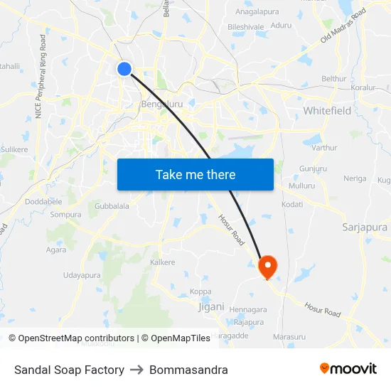 Sandal Soap Factory to Bommasandra map