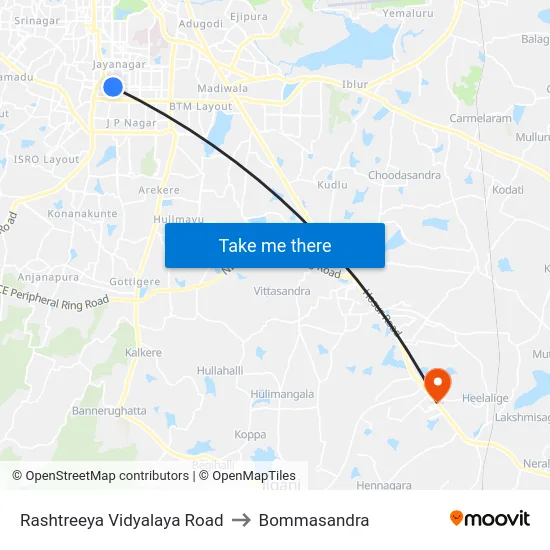 Rashtreeya Vidyalaya Road to Bommasandra map