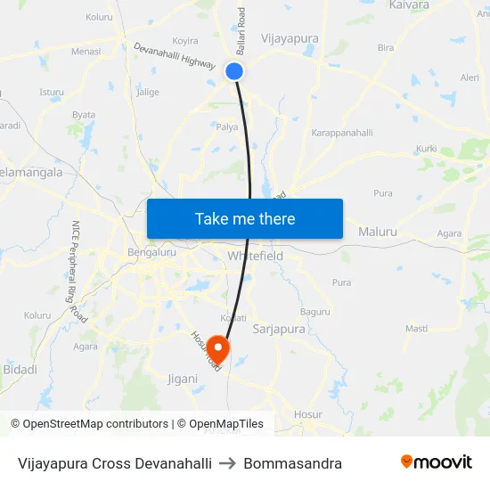 Vijayapura Cross Devanahalli to Bommasandra map