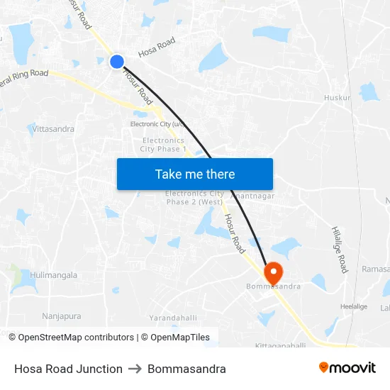 Hosa Road Junction to Bommasandra map