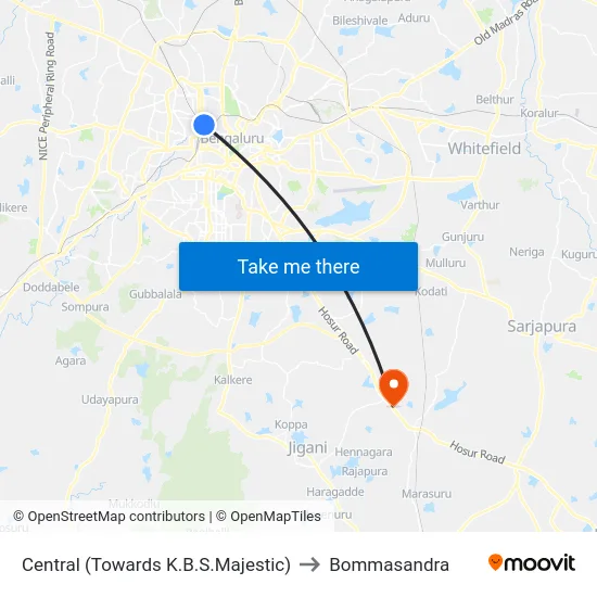 Central (Towards K.B.S.Majestic) to Bommasandra map