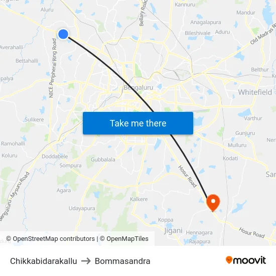 Chikkabidarakallu to Bommasandra map