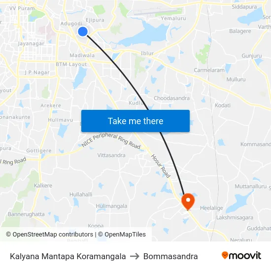 Kalyana Mantapa Koramangala to Bommasandra map