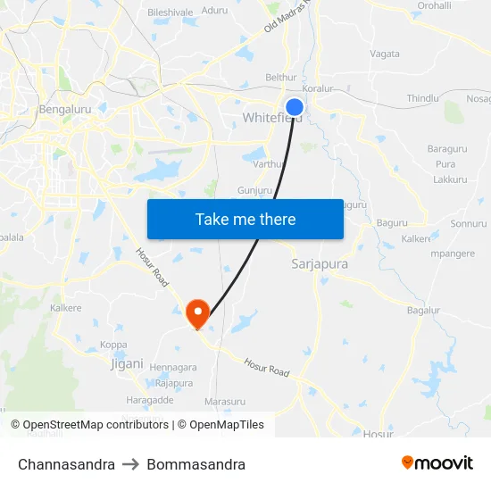Channasandra to Bommasandra map