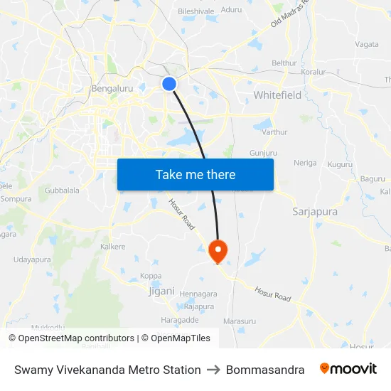 Swamy Vivekananda Metro Station to Bommasandra map