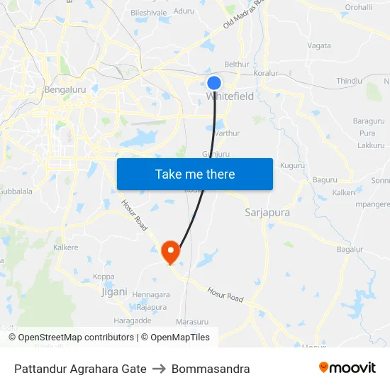 Pattandur Agrahara Gate to Bommasandra map
