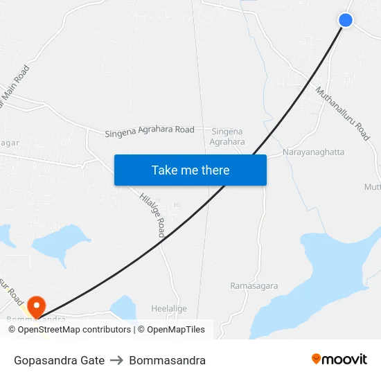 Gopasandra Gate to Bommasandra map