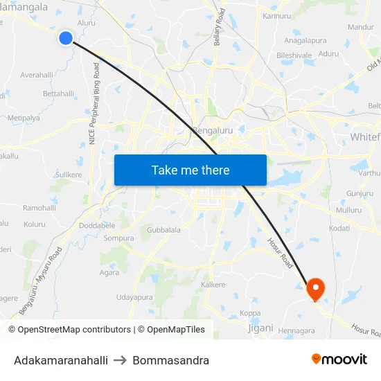 Adakamaranahalli to Bommasandra map